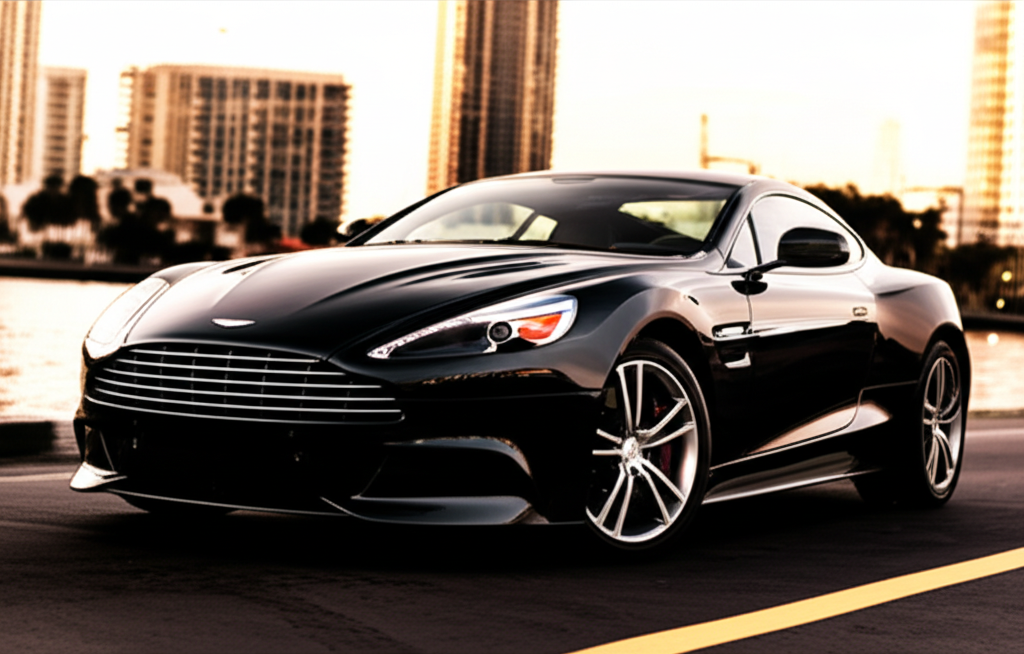 Black Aston Martin Vanquish exotic car available for rent - luxury vehicle rental