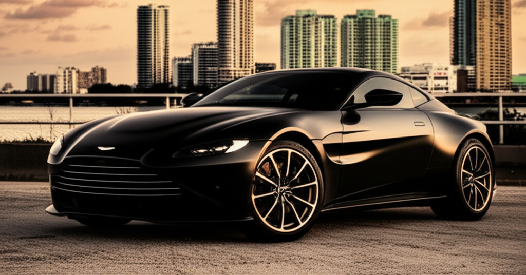 Matte Black Aston Martin Vantage exotic car available for rent - luxury vehicle rental