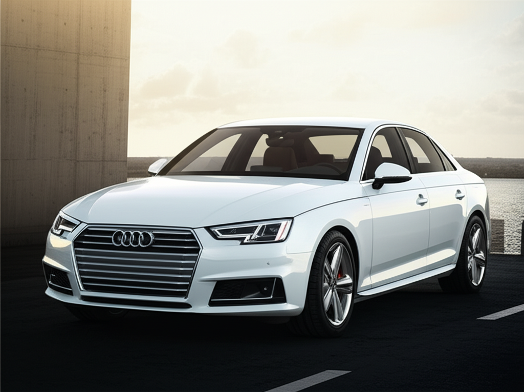White Audi A4 exotic car rental