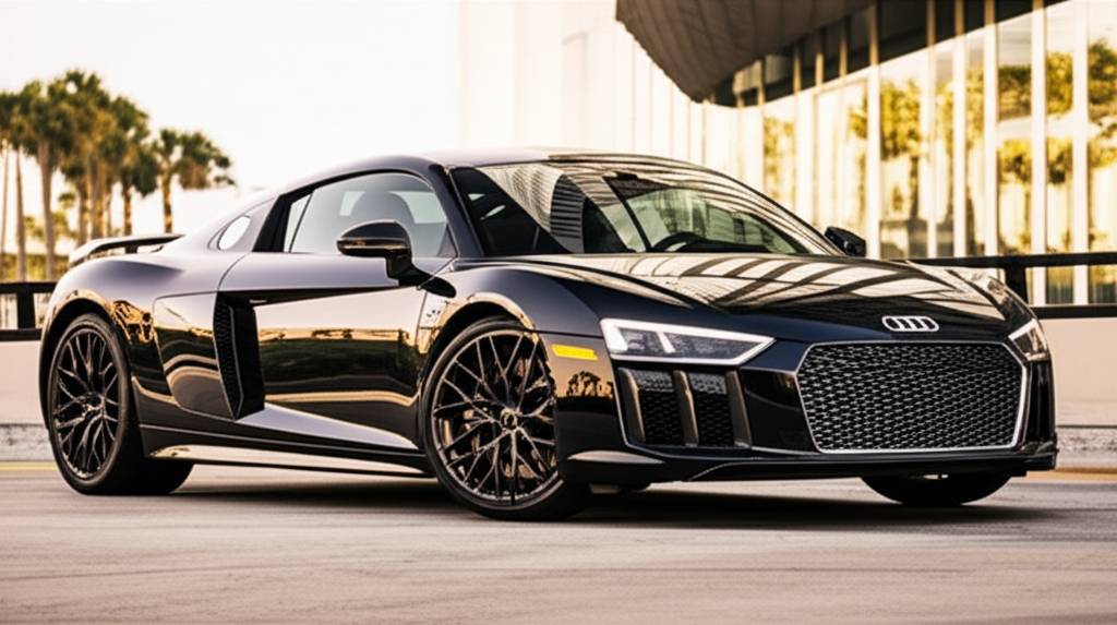 Black Audi R8 Spyder exotic car available for rent - luxury vehicle rental