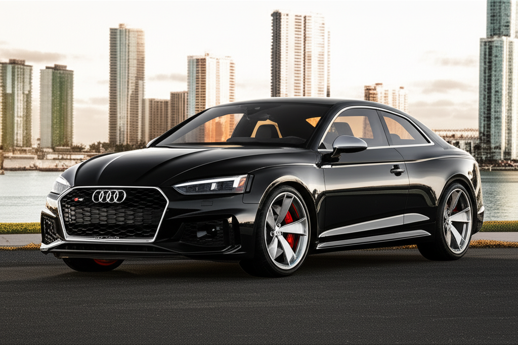 Black Audi RS5 exotic car available for rent - luxury vehicle rental