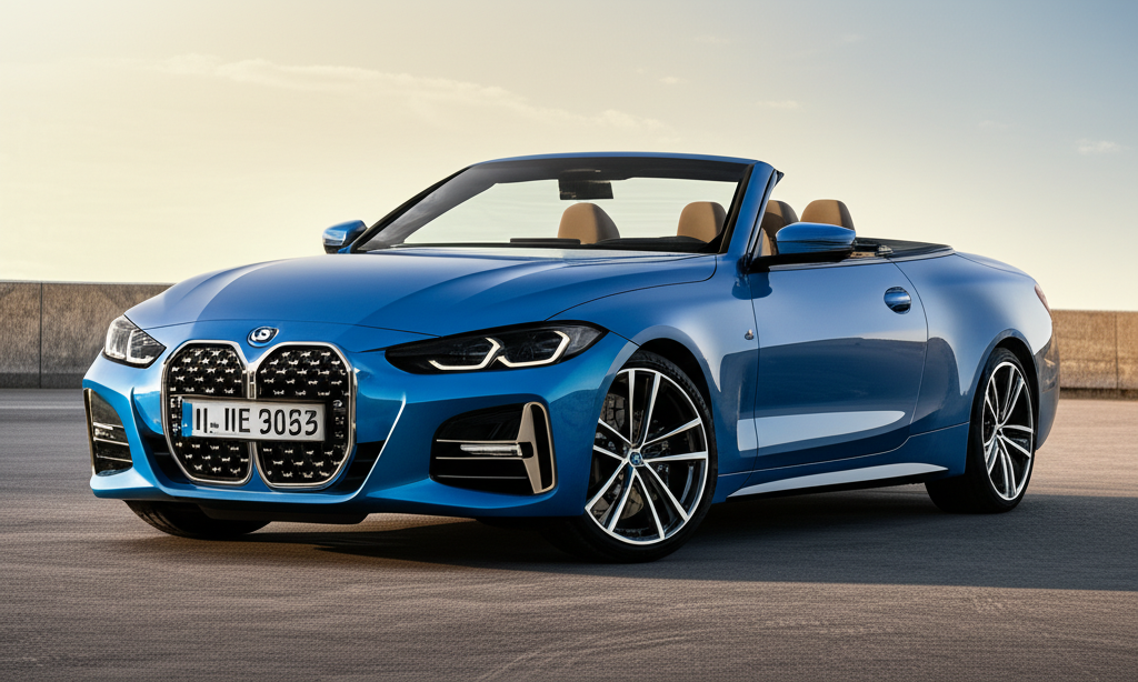 Blue BMW 430i Convertible exotic car available for rent - luxury vehicle rental