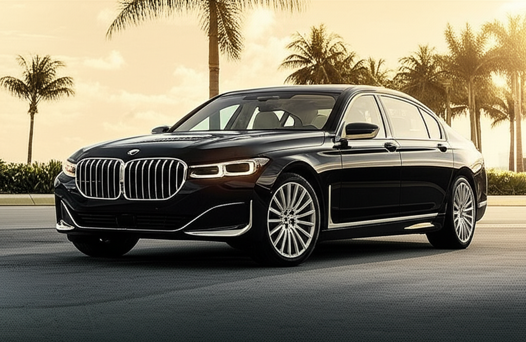 Black BMW 7 Series exotic car available for rent - luxury vehicle rental