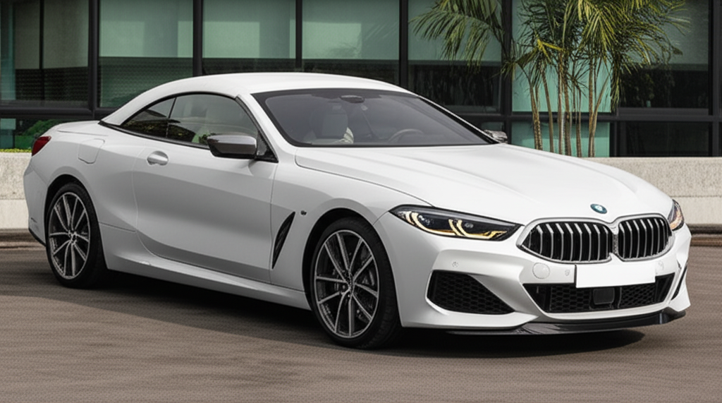 White BMW 840i Convertible exotic car available for rent - luxury vehicle rental