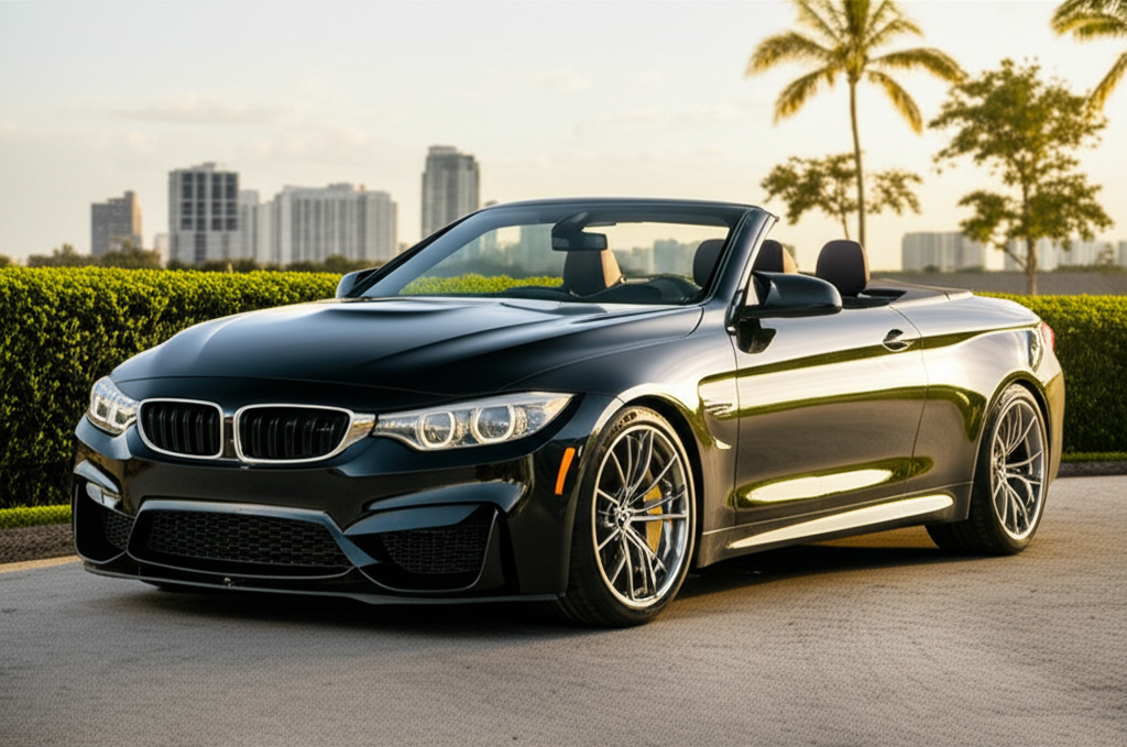 Black BMW M4 Competition Convertible exotic car available for rent - luxury vehicle rental