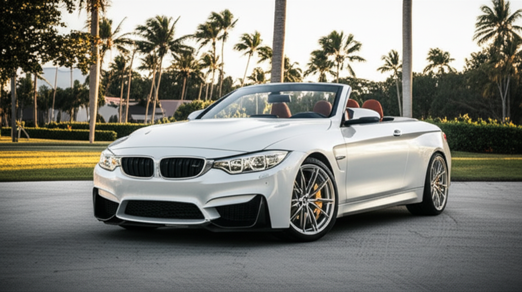 White BMW M4 Convertible exotic car available for rent - luxury vehicle rental