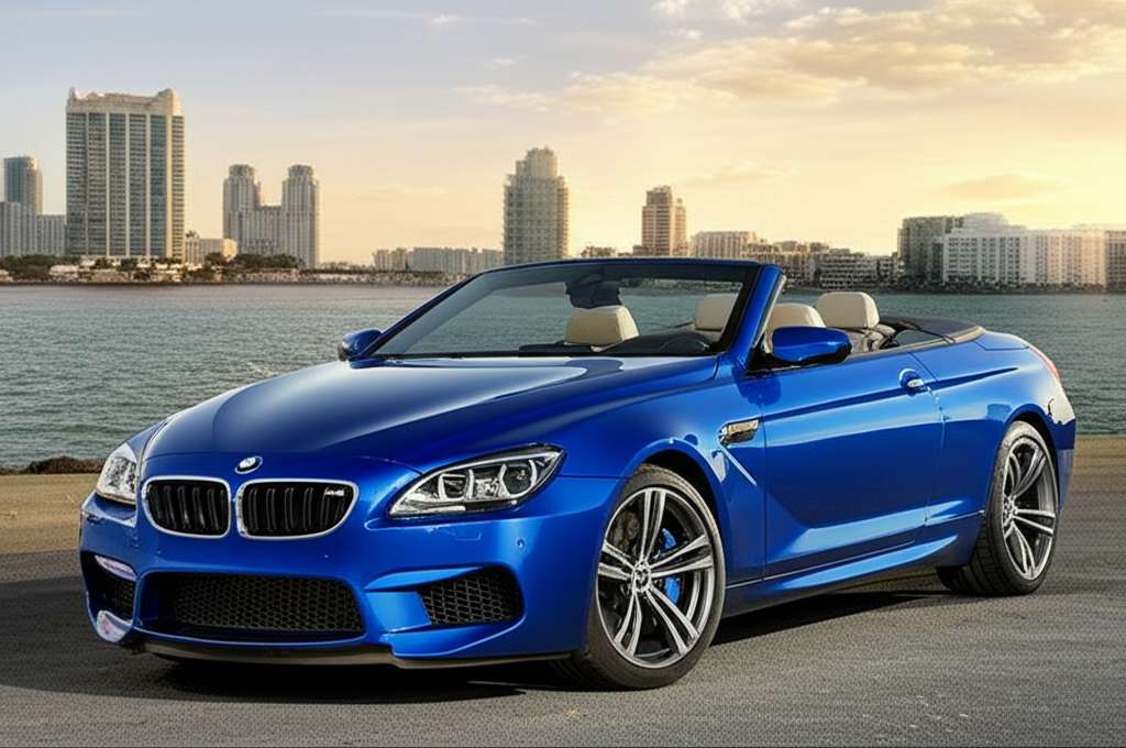Blue BMW M6 Convertible exotic car available for rent - luxury vehicle rental