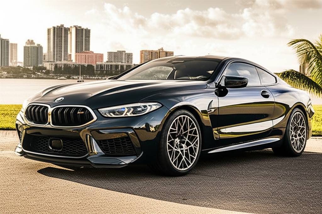 Black BMW M8 exotic car available for rent - luxury vehicle rental