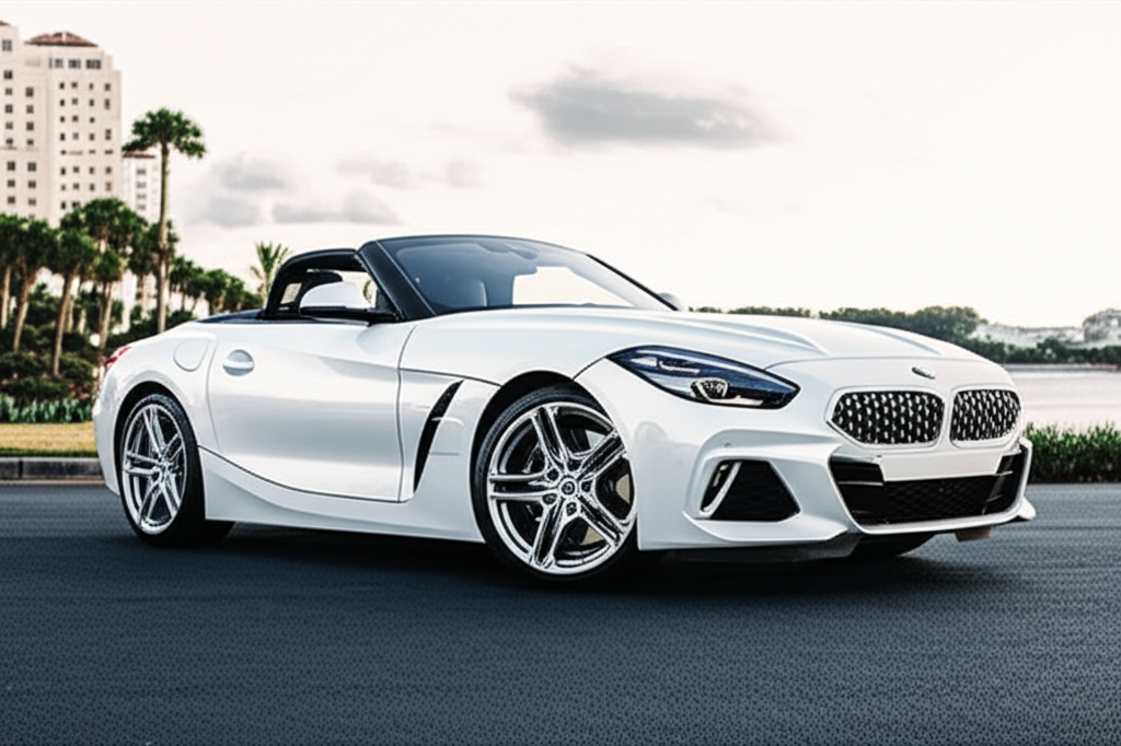 White BMW Z4 exotic car available for rent - luxury vehicle rental