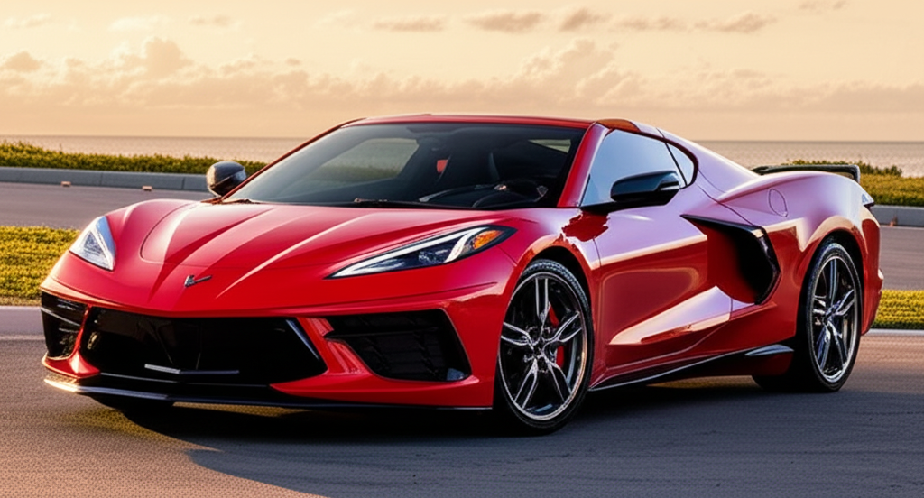 Red Chevrolet Corvette C8 exotic car available for rent - luxury vehicle rental