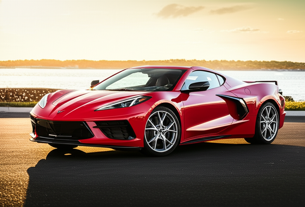 Red Chevrolet Corvette C8 Z51 exotic car available for rent - luxury vehicle rental