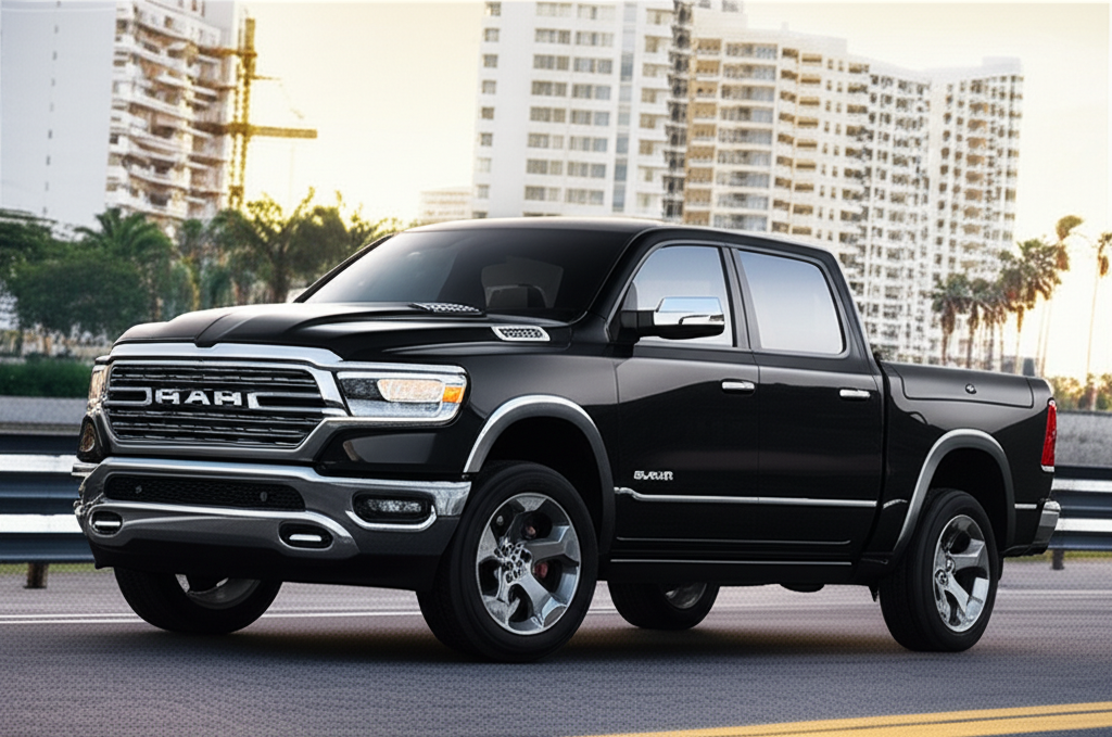 Black Dodge Ram Hemi 1500 exotic car available for rent - luxury vehicle rental