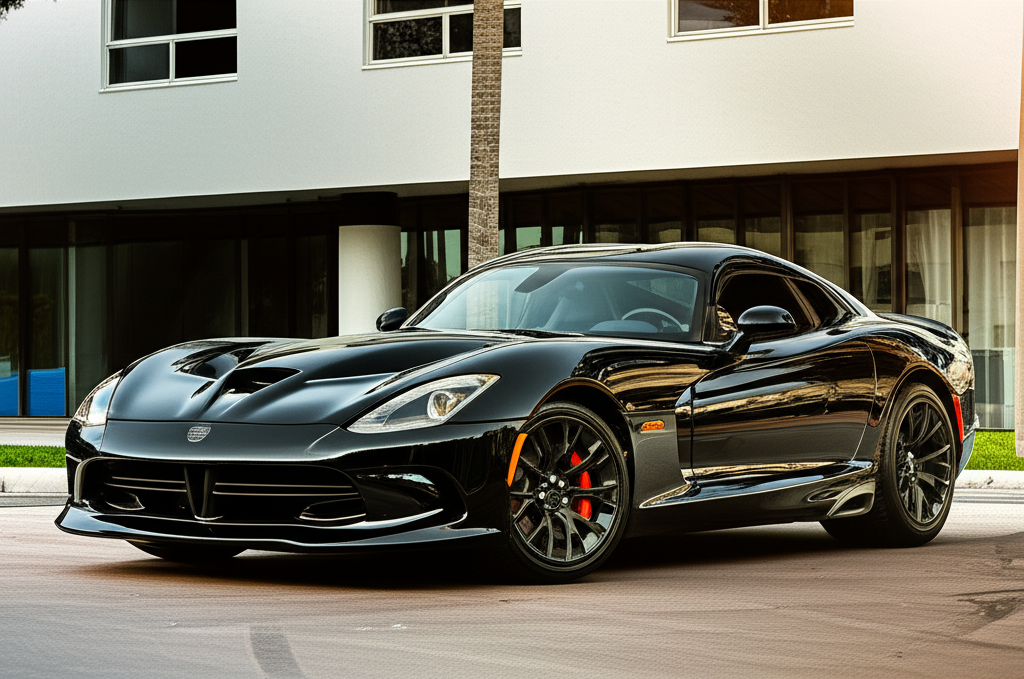 Black Dodge Viper SRT exotic car available for rent - luxury vehicle rental