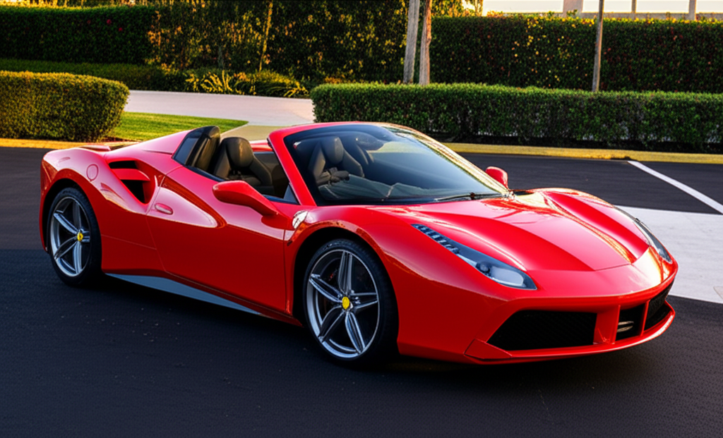 Red Ferrari 488 Spider exotic car available for rent - luxury vehicle rental