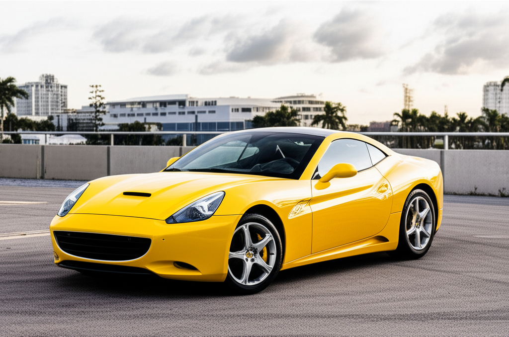 Yellow Ferrari California T exotic car available for rent - luxury vehicle rental