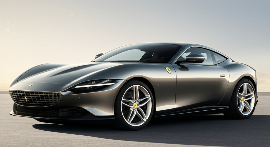 Gray Ferrari Roma exotic car available for rent - luxury vehicle rental