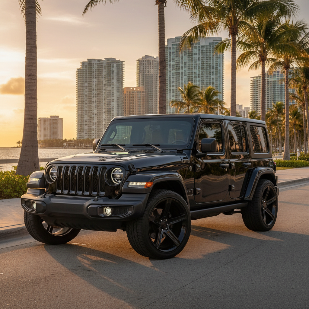 Black Jeep Wrangler exotic car rental