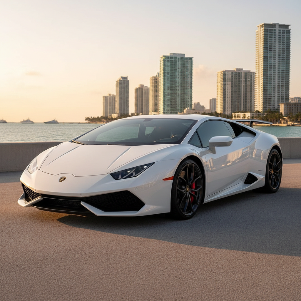 White Lamborghini Huracan Lp580 exotic car rental