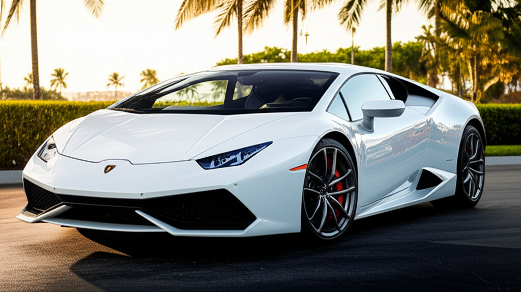 White Lamborghini Huracan exotic car available for rent - luxury vehicle rental