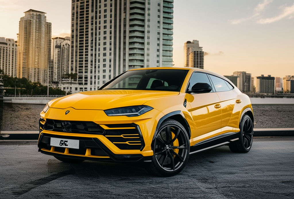 Yellow Lamborghini Urus Performante exotic car available for rent - luxury vehicle rental