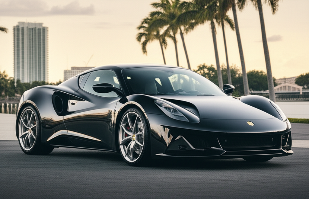 Black Lotus Emira exotic car available for rent - luxury vehicle rental