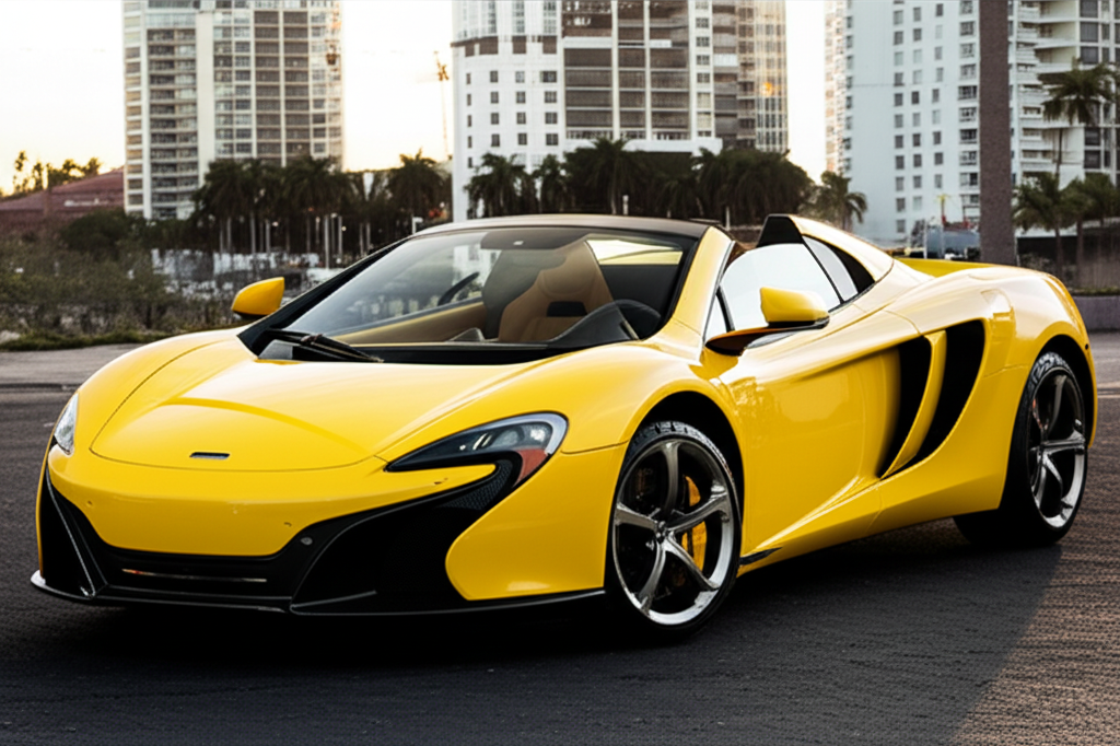 Yellow McLaren 650S Spider exotic car available for rent - luxury vehicle rental