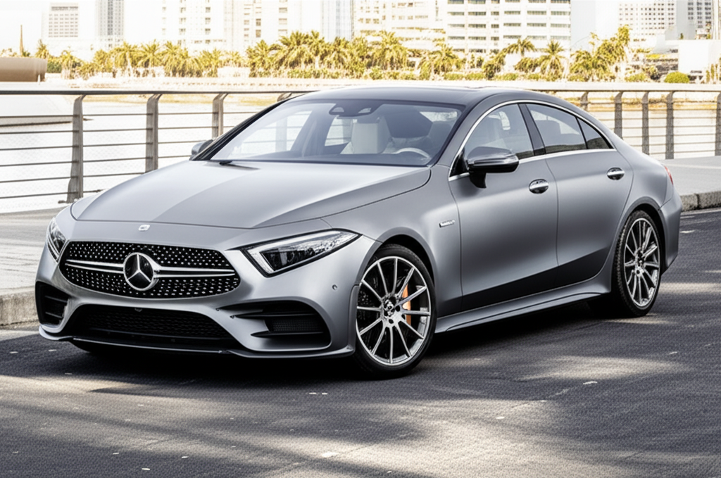 Gray Mercedes-Benz CLS AMG exotic car available for rent - luxury vehicle rental