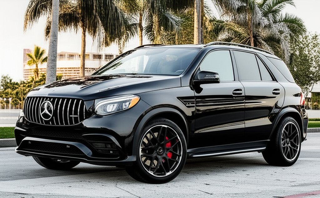 Black Mercedes-Benz GLE63S AMG exotic car available for rent - luxury vehicle rental