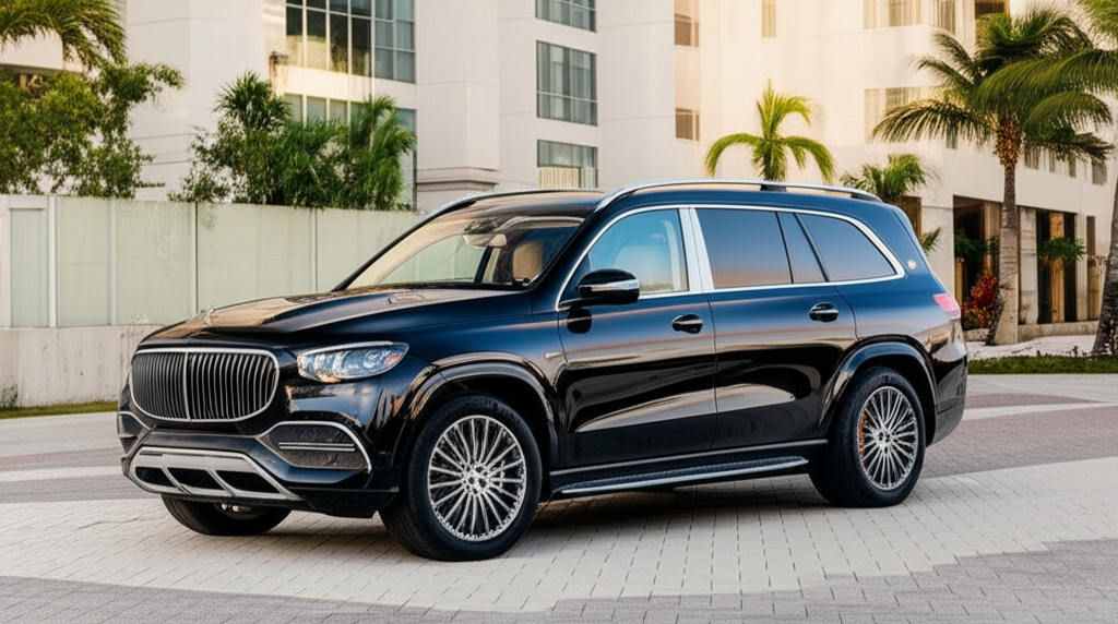 Black Mercedes-Benz GLS 600 Maybach exotic car available for rent - luxury vehicle rental