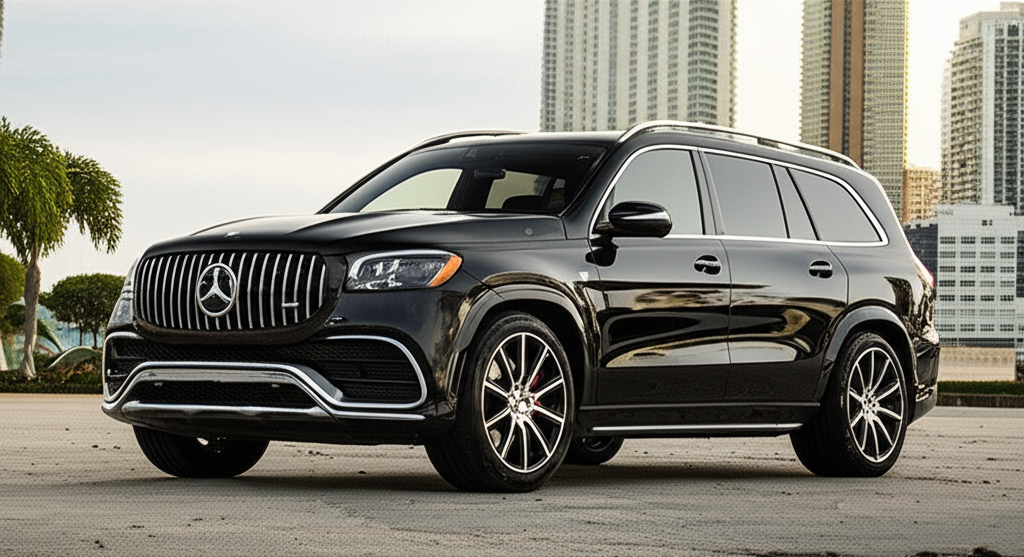 Black Mercedes-Benz GLS AMG exotic car available for rent - luxury vehicle rental
