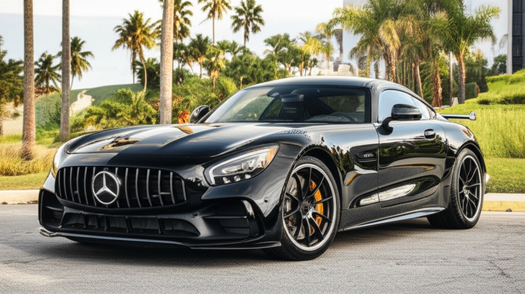 Black Mercedes-Benz GT-R exotic car available for rent - luxury vehicle rental