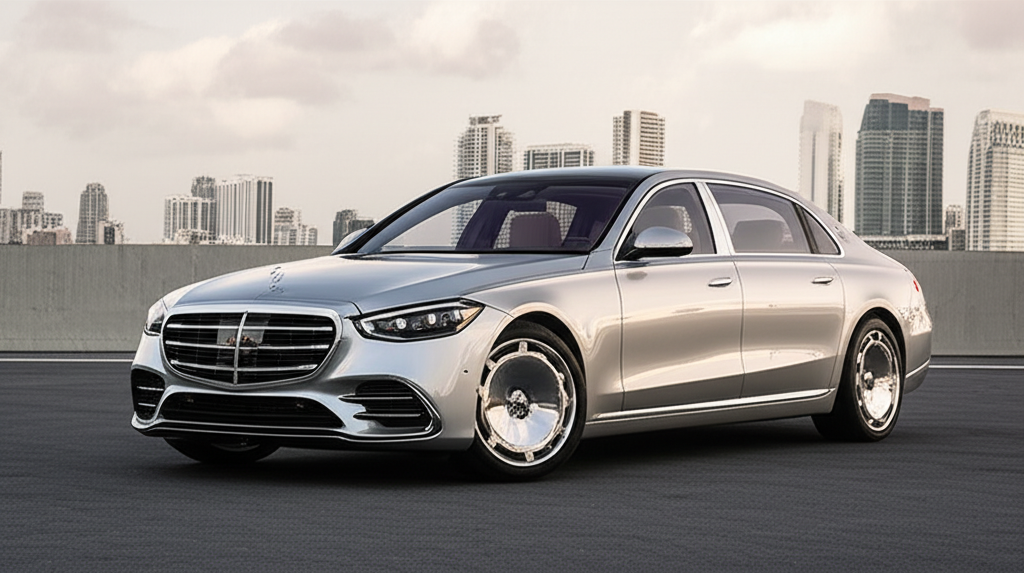 Silver Mercedes-Benz Maybach S-Class exotic car available for rent - luxury vehicle rental