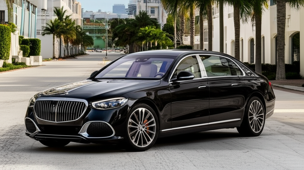 Black Mercedes-Benz Maybach S580 exotic car available for rent - luxury vehicle rental