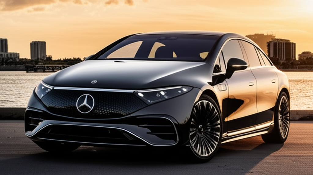 Black Mercedes-Benz Premium EQS 450 near me exotic car available for rent - luxury vehicle rental