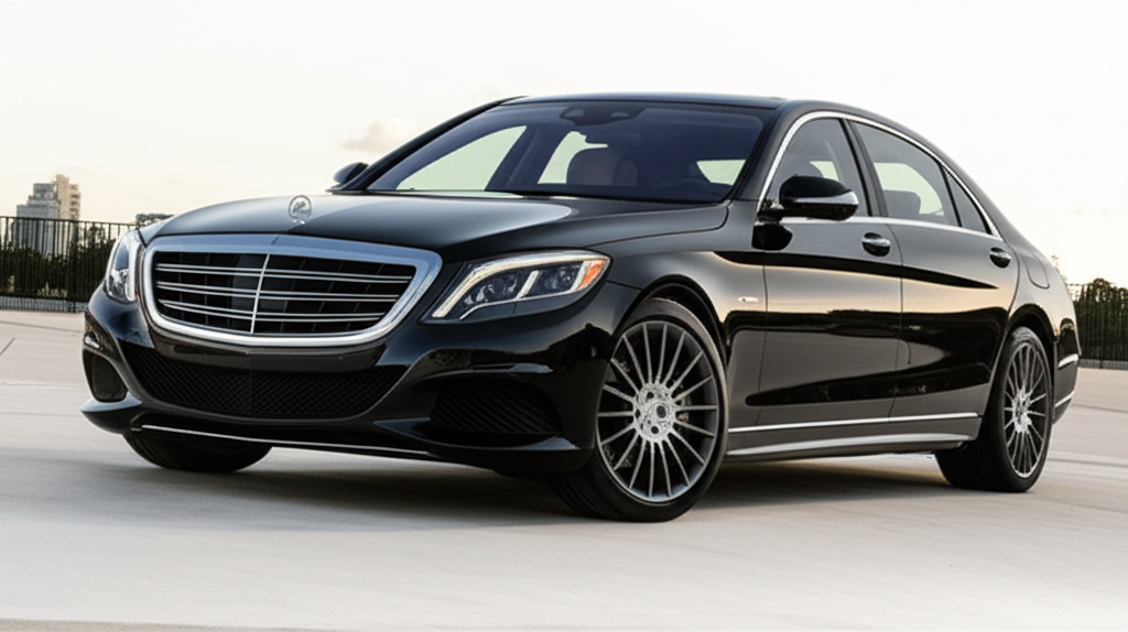 Black Mercedes-Benz S550 exotic car available for rent - luxury vehicle rental
