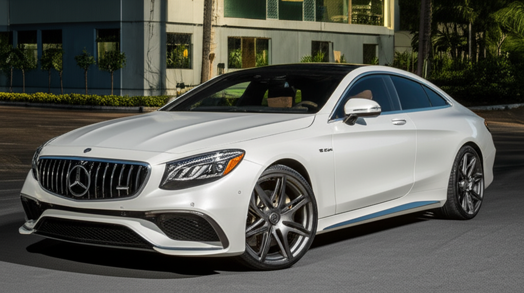 White Mercedes-Benz S63 White exotic car available for rent - luxury vehicle rental