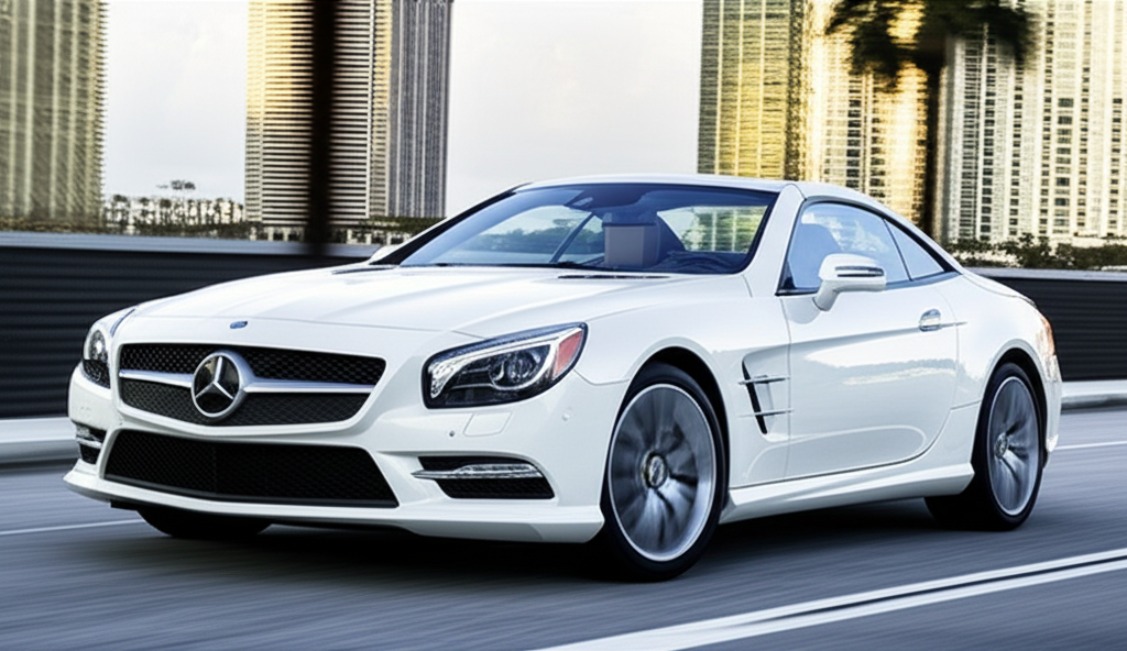 White Mercedes-Benz SL550 exotic car available for rent - luxury vehicle rental