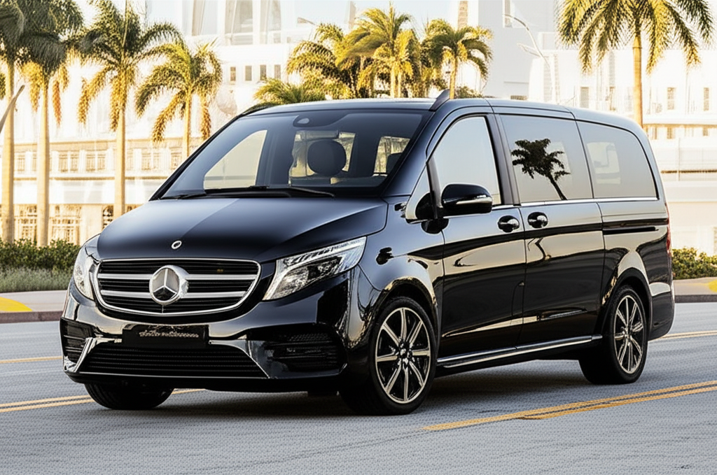 Black Mercedes-Benz V-Class exotic car available for rent - luxury vehicle rental