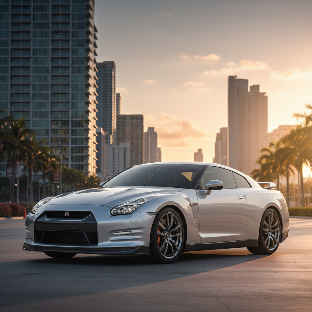 Silver Nissan Gt R exotic car rental