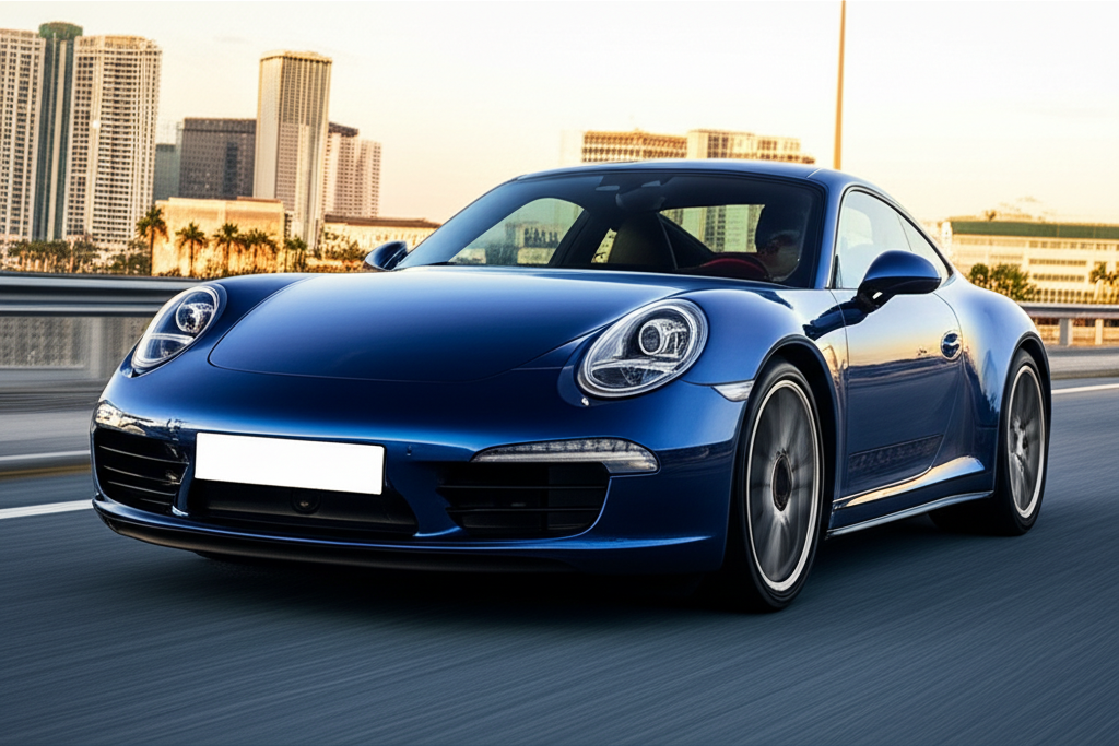 Blue Porsche 911 Carrera 4S exotic car available for rent - luxury vehicle rental