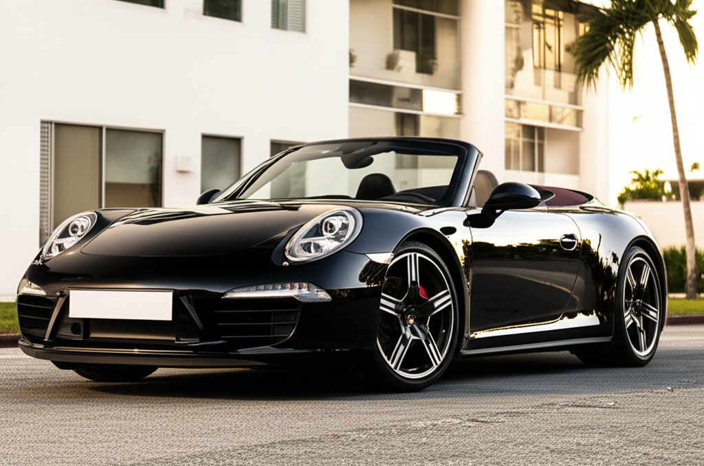 Black Porsche 911 Carrera S Cabriolet exotic car available for rent - luxury vehicle rental