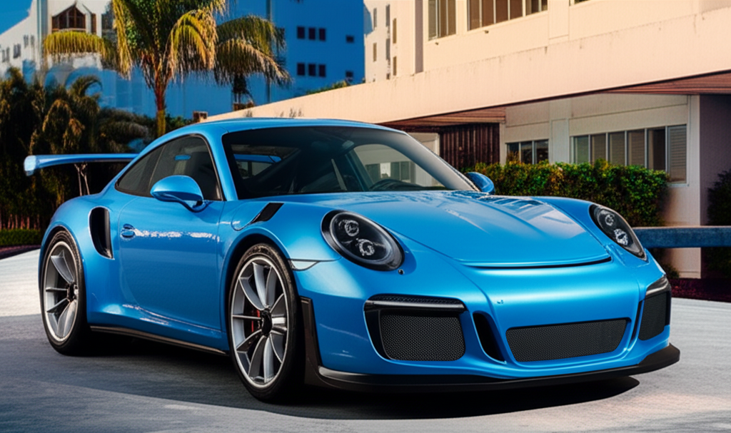 Blue Porsche 911 GT3 exotic car available for rent - luxury vehicle rental