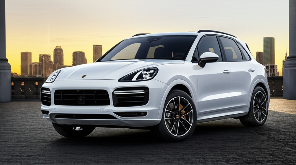 White Porsche Cayenne GTS exotic car available for rent - luxury vehicle rental