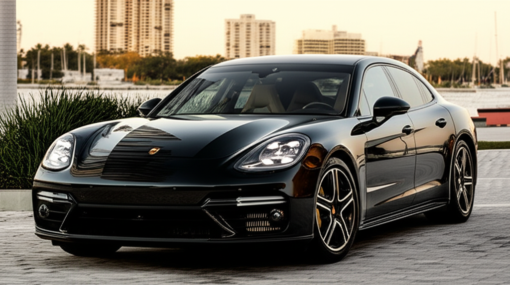 Black Porsche Panamera 4 exotic car available for rent - luxury vehicle rental