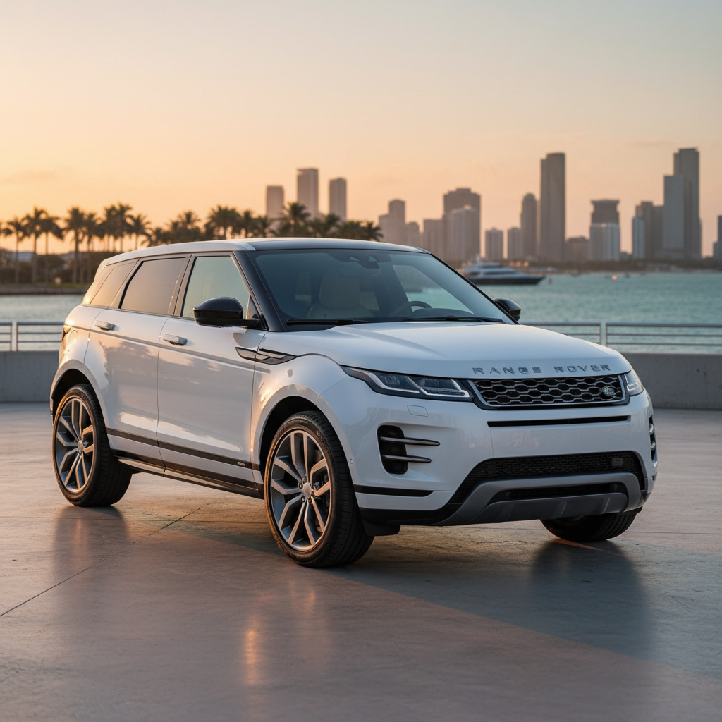 White Range Rover Evoque exotic car rental