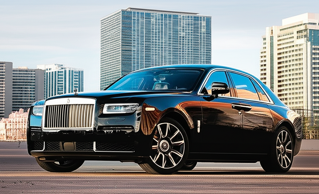 Black Rolls-Royce Ghost exotic car available for rent - luxury vehicle rental