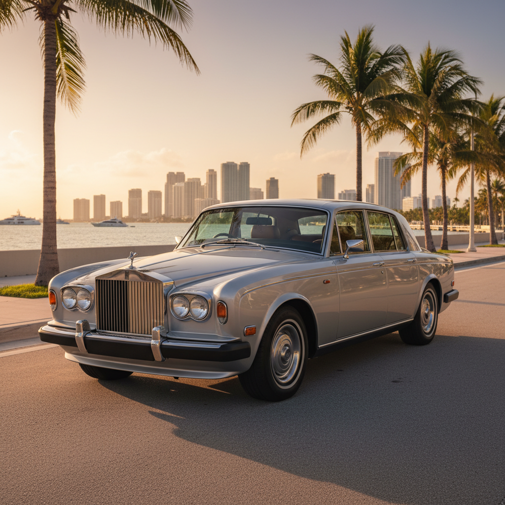 Silver Rolls-Royce Silver Shadow exotic car rental