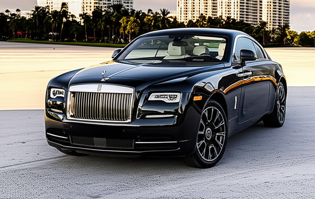 Black Rolls-Royce Wraith exotic car available for rent - luxury vehicle rental