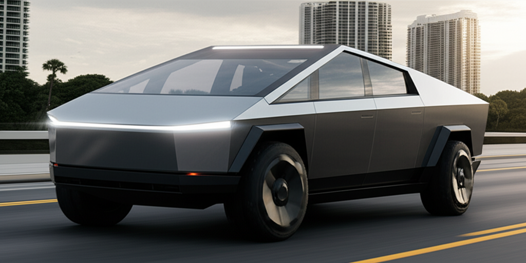 Black Tesla Cybertruck exotic car available for rent - luxury vehicle rental