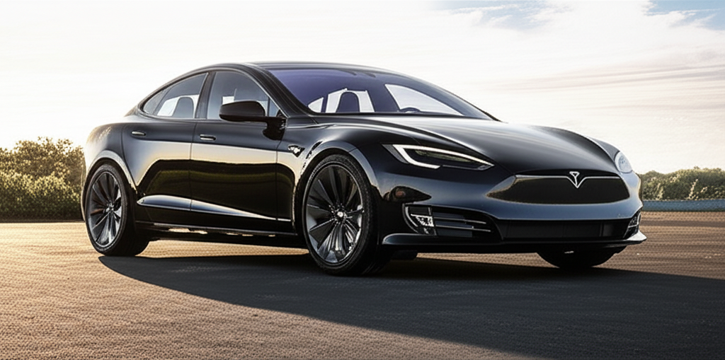 Black Tesla Model S Plaid exotic car available for rent - luxury vehicle rental